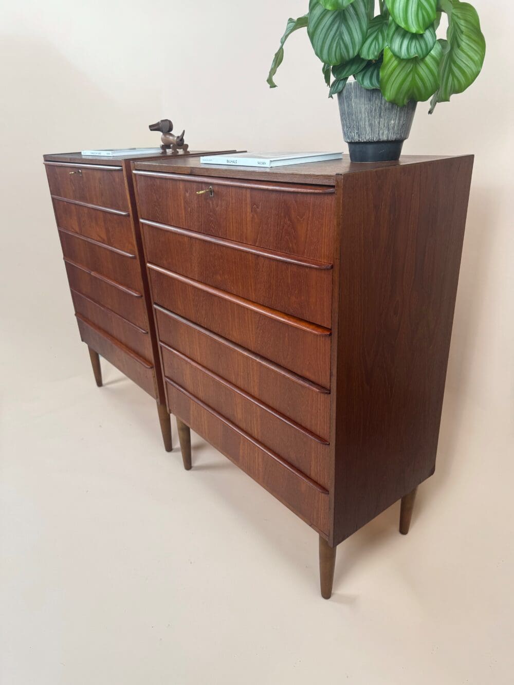 Pair of Danish Mid-Century Teak Chest of Drawers – Rare Matching Set