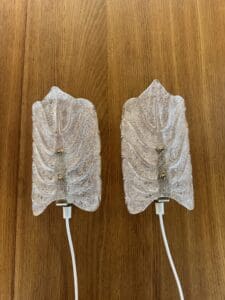Set of 2 “Leaf” Textured Glass Wall Lamps – Elegant Organic Form & Warm Glow