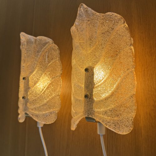 Set of 2 “Leaf” Textured Glass Wall Lamps – Elegant Organic Form & Warm Glow