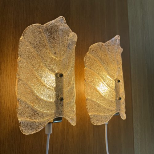 Set of 2 “Leaf” Textured Glass Wall Lamps – Elegant Organic Form & Warm Glow