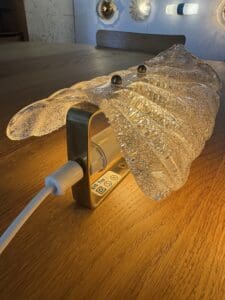 Set of 2 “Leaf” Textured Glass Wall Lamps – Elegant Organic Form & Warm Glow