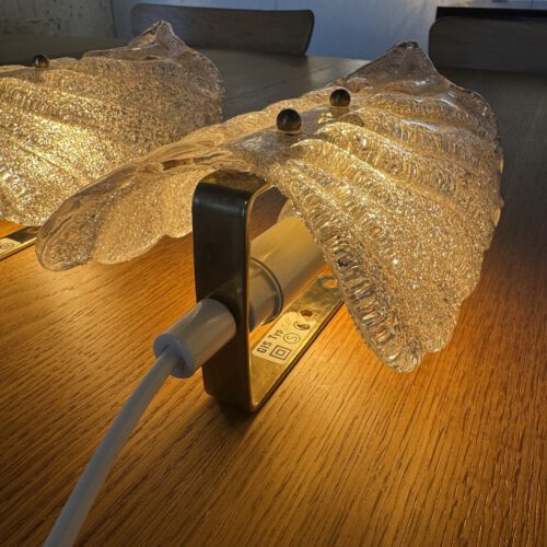 Set of 2 “Leaf” Textured Glass Wall Lamps – Elegant Organic Form & Warm Glow