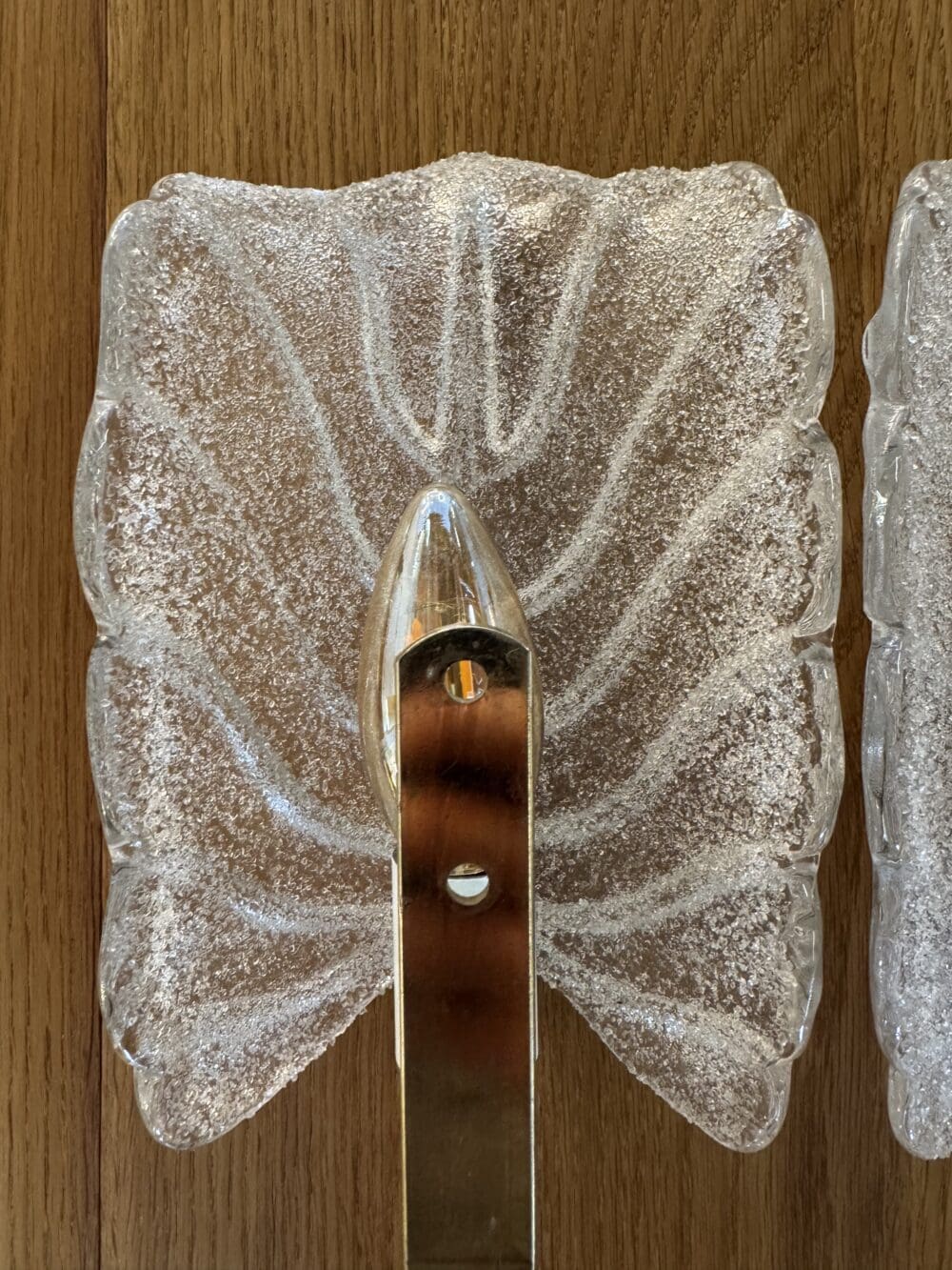 Set of 2 “Leaf” Textured Glass Wall Lamps – Elegant Organic Form & Warm Glow