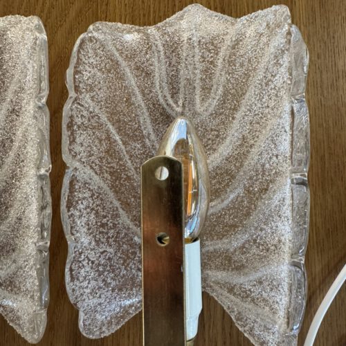 Set of 2 “Leaf” Textured Glass Wall Lamps – Elegant Organic Form & Warm Glow