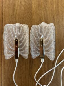 Set of 2 “Leaf” Textured Glass Wall Lamps – Elegant Organic Form & Warm Glow