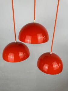 3x Verner Panton “VP1 Flowerpot” Pendant Lamps – Early 1970s Enameled Originals