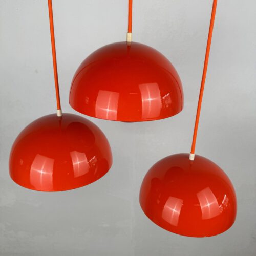 3x Verner Panton “VP1 Flowerpot” Pendant Lamps – Early 1970s Enameled Originals