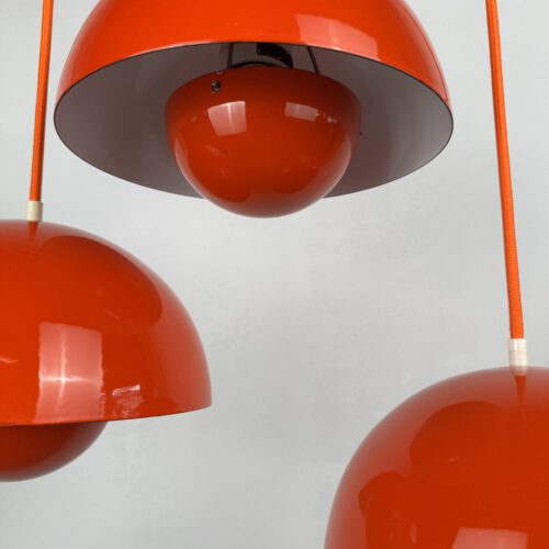 3x Verner Panton “VP1 Flowerpot” Pendant Lamps – Early 1970s Enameled Originals