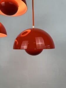 3x Verner Panton “VP1 Flowerpot” Pendant Lamps – Early 1970s Enameled Originals
