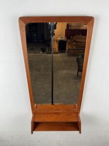 Mid-Century Modern Teak Mirror with Shelf – Scandinavian Craftsmanship