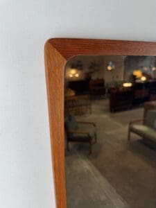 Mid-Century Modern Teak Mirror with Shelf – Scandinavian Craftsmanship