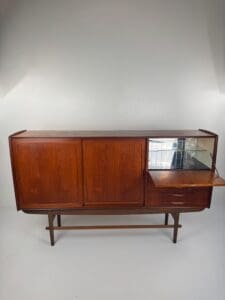 Danish Teak Sideboard with Bar Section & Automatic Light – Mid-Century Elegance