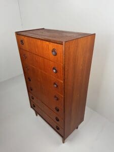 Danish Teak Tallboy Chest of Drawers – Elegant Mid-Century Modern Design