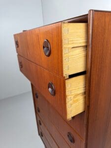 Danish Teak Tallboy Chest of Drawers – Elegant Mid-Century Modern Design