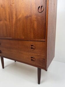 Danish Teak Wall Cabinet – Sliding Doors & Drawers Elegance