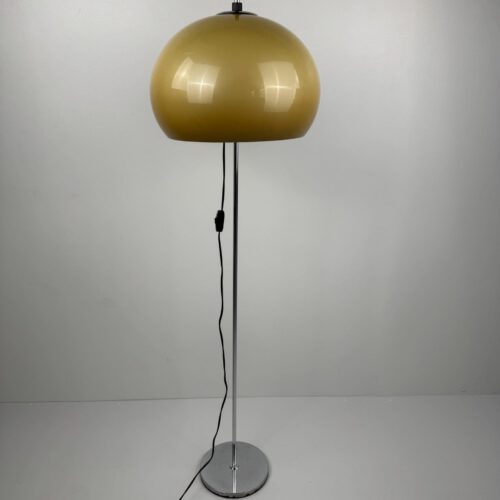Mid-Century Chrome Floor Lamp with Adjustable Yellow Shade – 1970s Design Classic