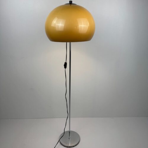 Mid-Century Chrome Floor Lamp with Adjustable Yellow Shade – 1970s Design Classic