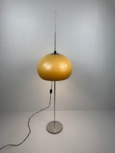 Mid-Century Chrome Floor Lamp with Adjustable Yellow Shade – 1970s Design Classic