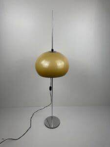 Mid-Century Chrome Floor Lamp with Adjustable Yellow Shade – 1970s Design Classic
