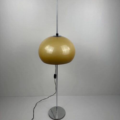 Mid-Century Chrome Floor Lamp with Adjustable Yellow Shade – 1970s Design Classic
