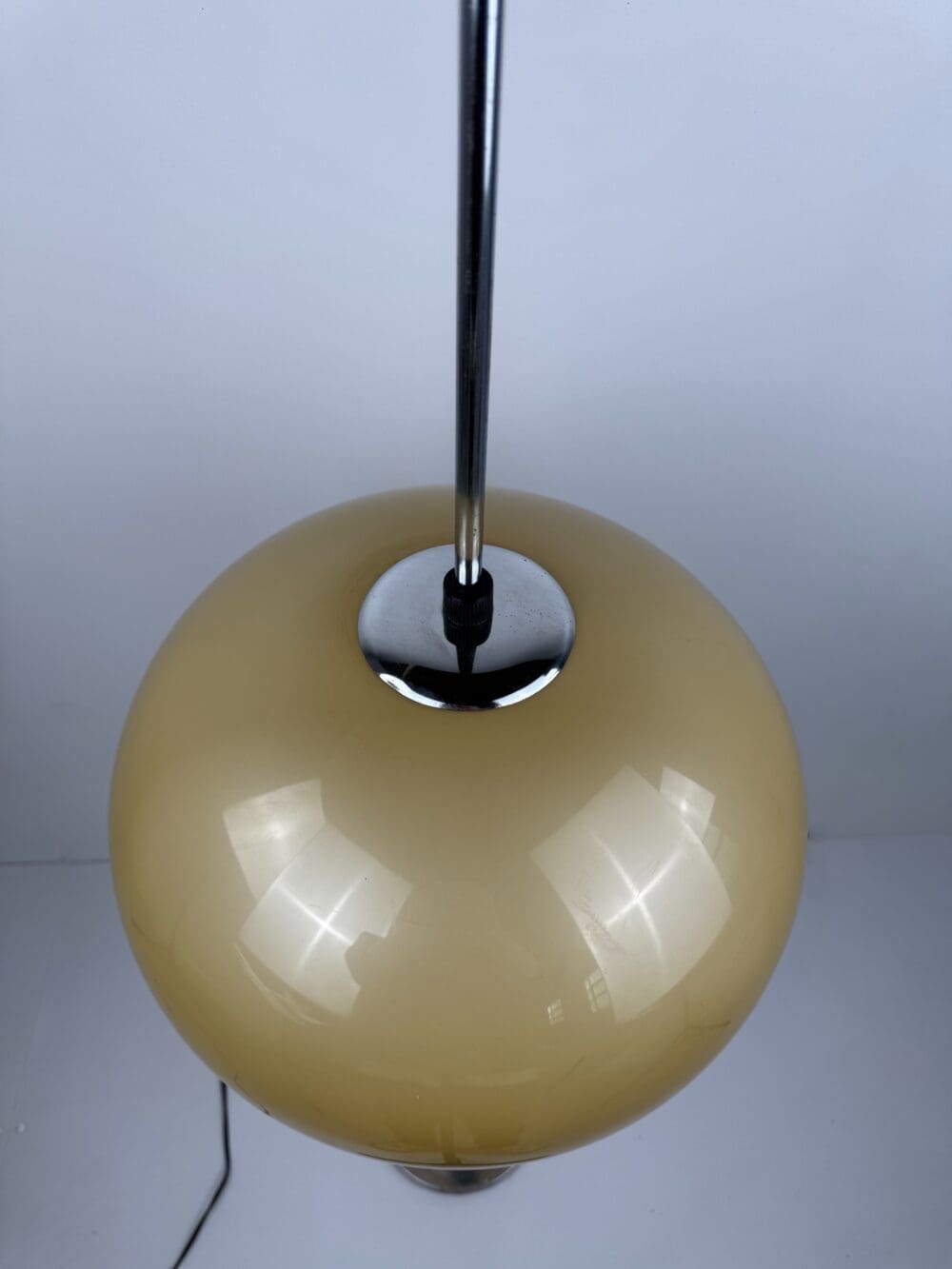 Mid-Century Chrome Floor Lamp with Adjustable Yellow Shade – 1970s Design Classic