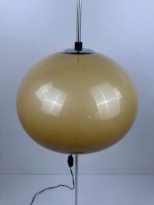 Mid-Century Chrome Floor Lamp with Adjustable Yellow Shade – 1970s Design Classic