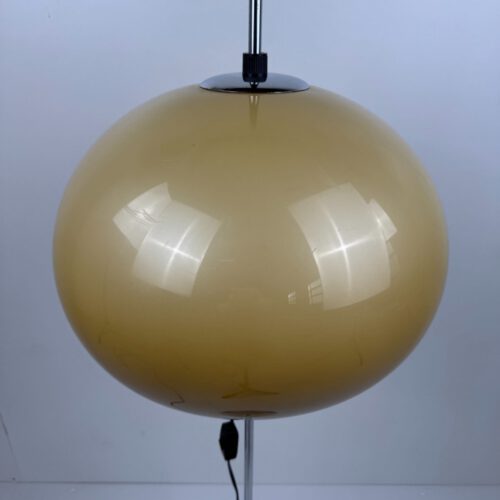 Mid-Century Chrome Floor Lamp with Adjustable Yellow Shade – 1970s Design Classic