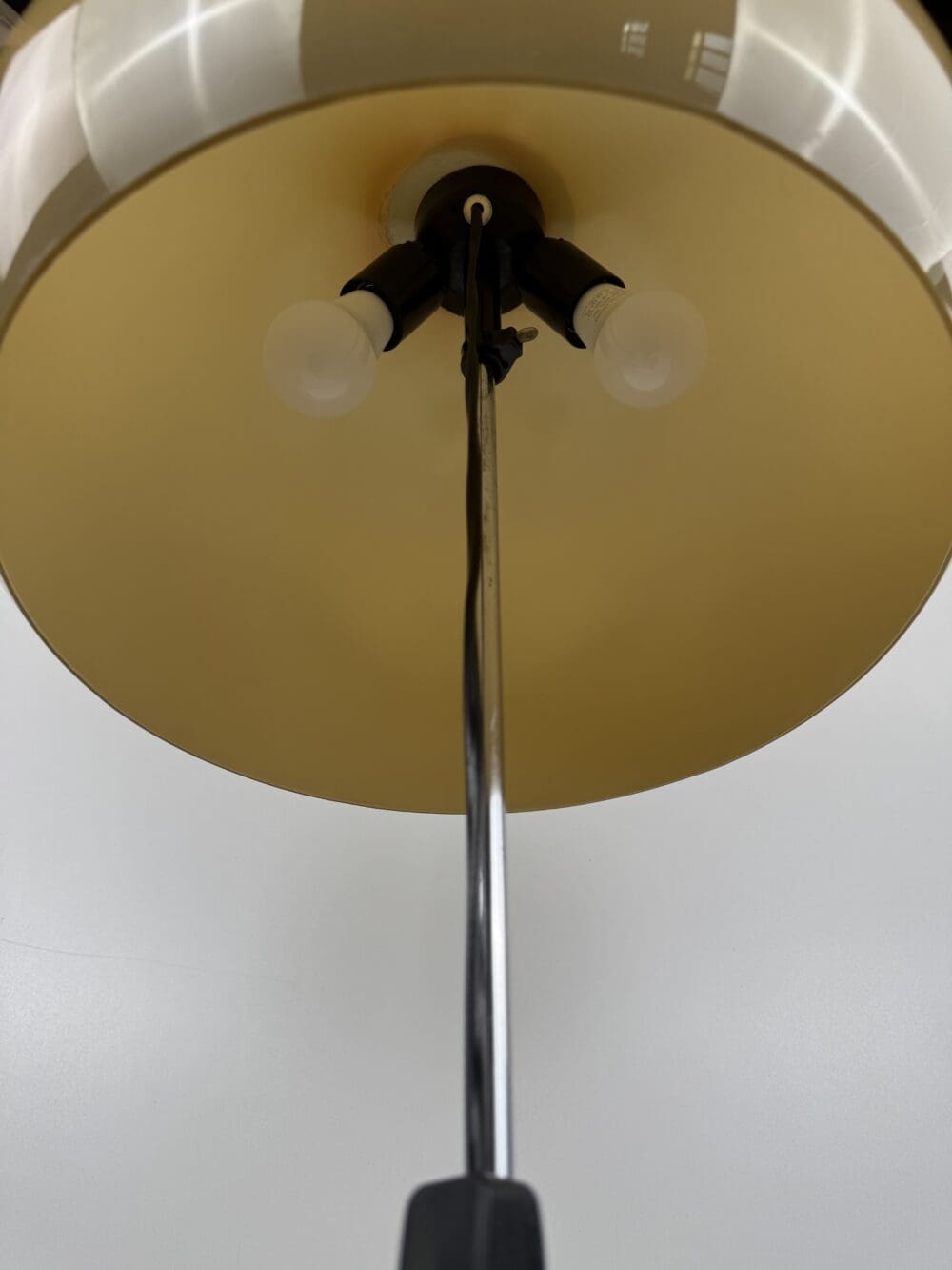 Mid-Century Chrome Floor Lamp with Adjustable Yellow Shade – 1970s Design Classic