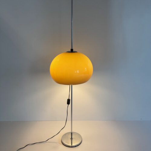 Mid-Century Chrome Floor Lamp with Adjustable Yellow Shade – 1970s Design Classic