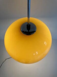 Mid-Century Chrome Floor Lamp with Adjustable Yellow Shade – 1970s Design Classic