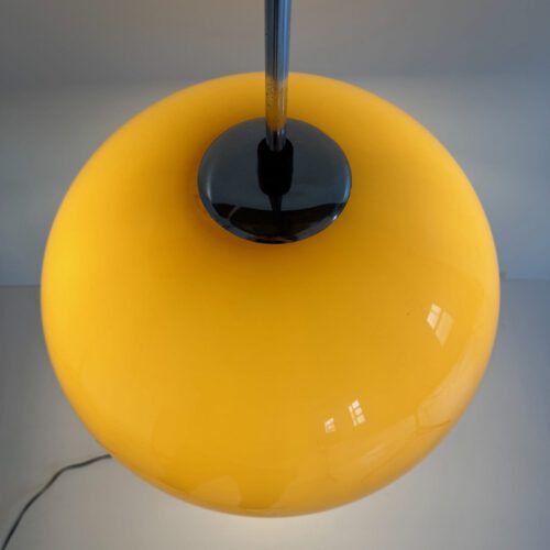 Mid-Century Chrome Floor Lamp with Adjustable Yellow Shade – 1970s Design Classic