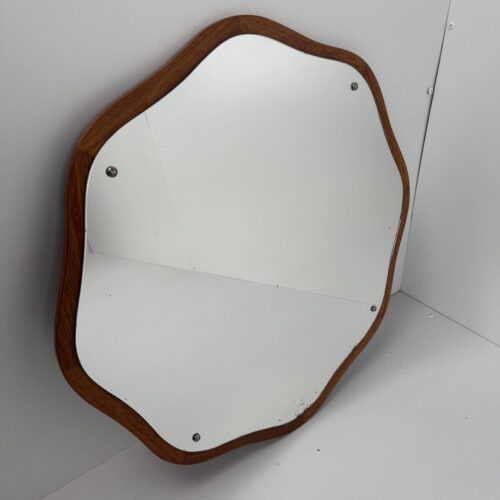 Danish Organic Teak Wall Mirror, Denmark, 1960s