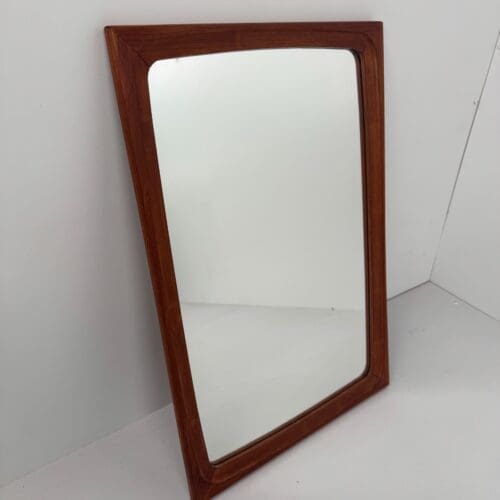 Danish Solid Teak Mirror – Sculpted Mid-Century Elegance