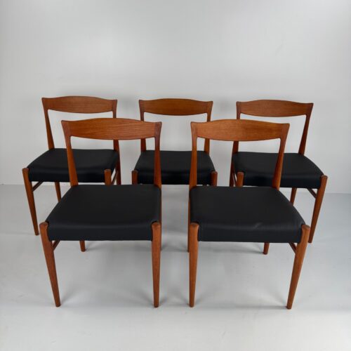 Set of 5 Danish Teak Dining Chairs, Denmark, 1960s