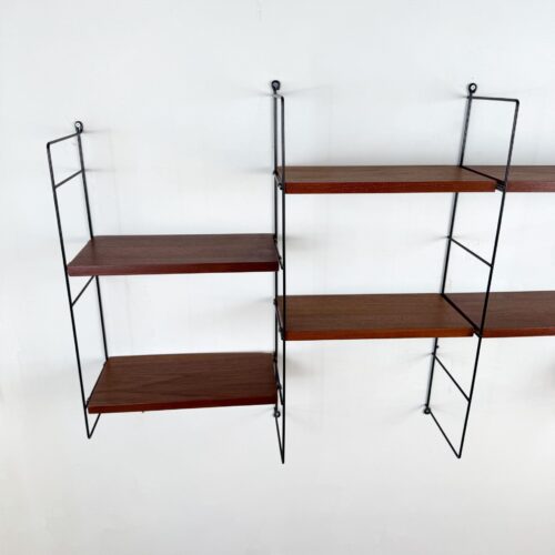 Wall System with Nisse Strinning Teak Shelves, Scandinavia, 1960s