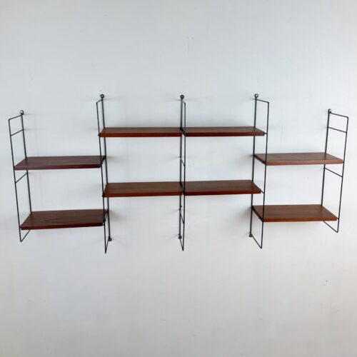 Wall System with Nisse Strinning Teak Shelves, Scandinavia, 1960s