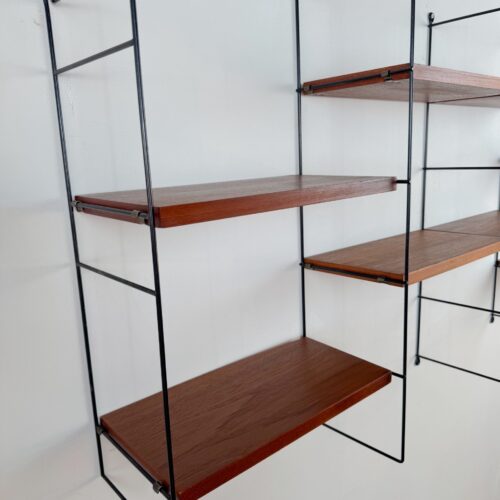 Wall System with Nisse Strinning Teak Shelves, Scandinavia, 1960s