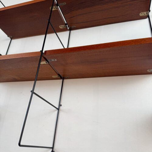 Wall System with Nisse Strinning Teak Shelves, Scandinavia, 1960s