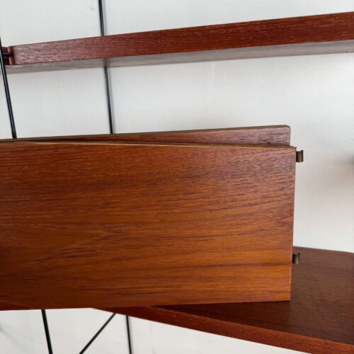 Wall System with Nisse Strinning Teak Shelves, Scandinavia, 1960s